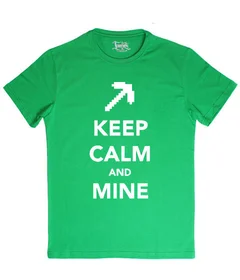 Прикольные футболки: Keep Calm and Mine на зеленой